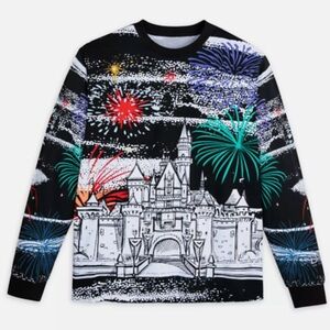 Disney 100 Years of Wonder Disneyland Castle Fireworks Long Sleeve Jersey - EUC